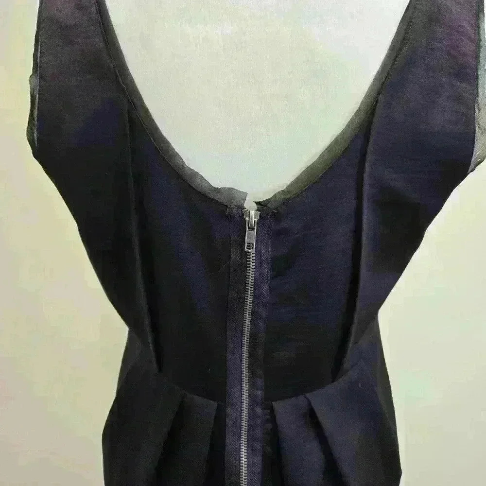 Simply Vera Wang Cocktail Dress Size 12 Purple Sheath Sleeveless Satin Jeweled - Picture 6 of 10